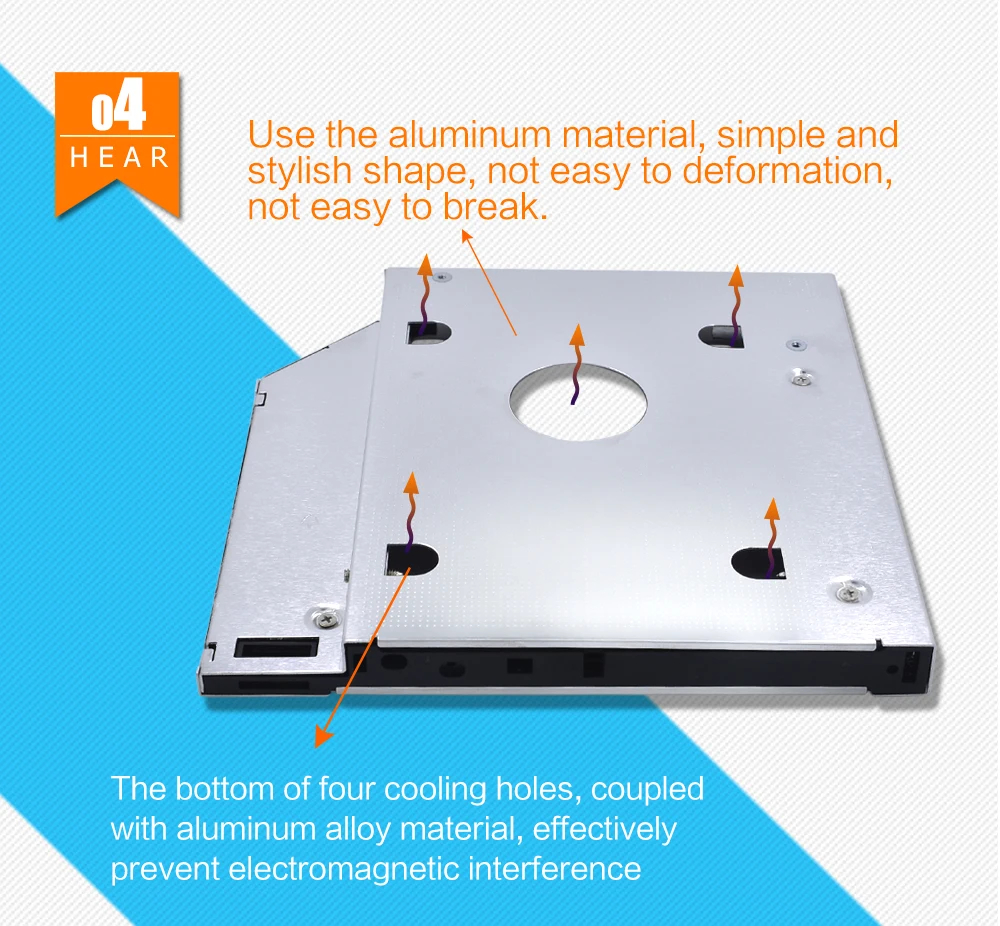 TISHRIC 10 шт. Лидер продаж Алюминий 2nd HDD Caddy 12,7 мм IDE/SATA для 2,5 ''чехол для SSD, HDD корпус для ноутбука ODD DVD проигрыватель компакт-дисков Встроенная память Optibay