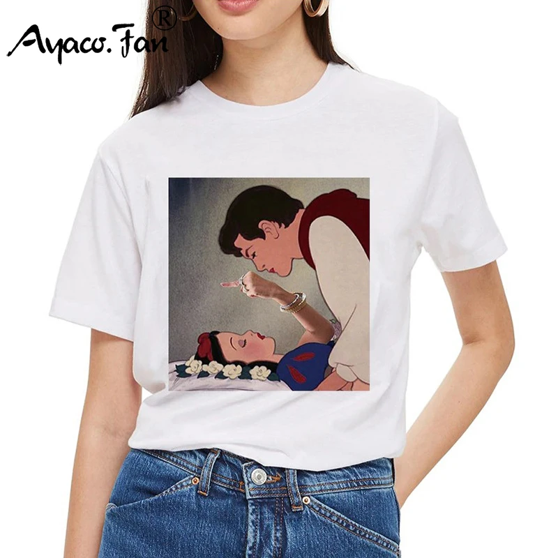 Женская футболка в стиле Харадзюку темно Белоснежка новинка 2019 хлопковая