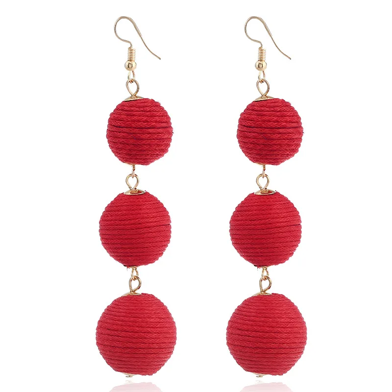 Colorful Thread Wrapped Ball Earring Bohemian Rope Dangle | Украшения и аксессуары