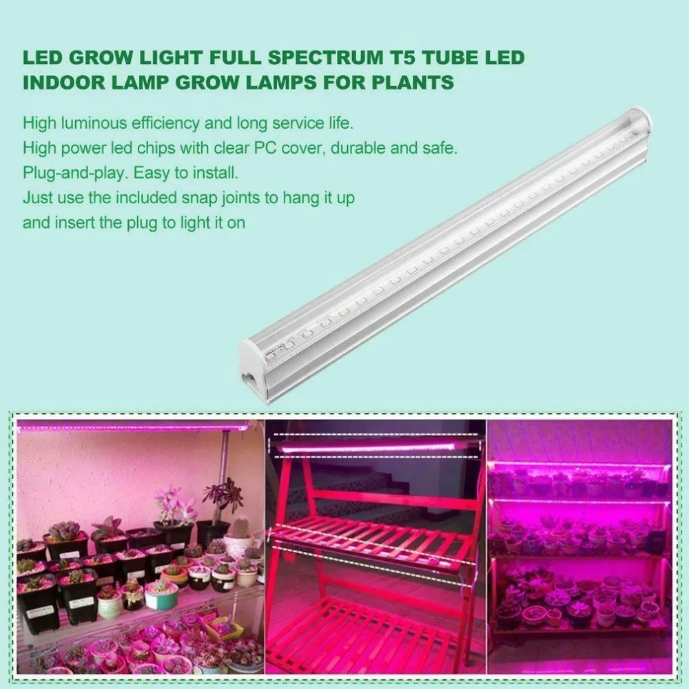 Full Spectrum Led полный спектр светильник T5 трубки комнатное растение растет 2835
