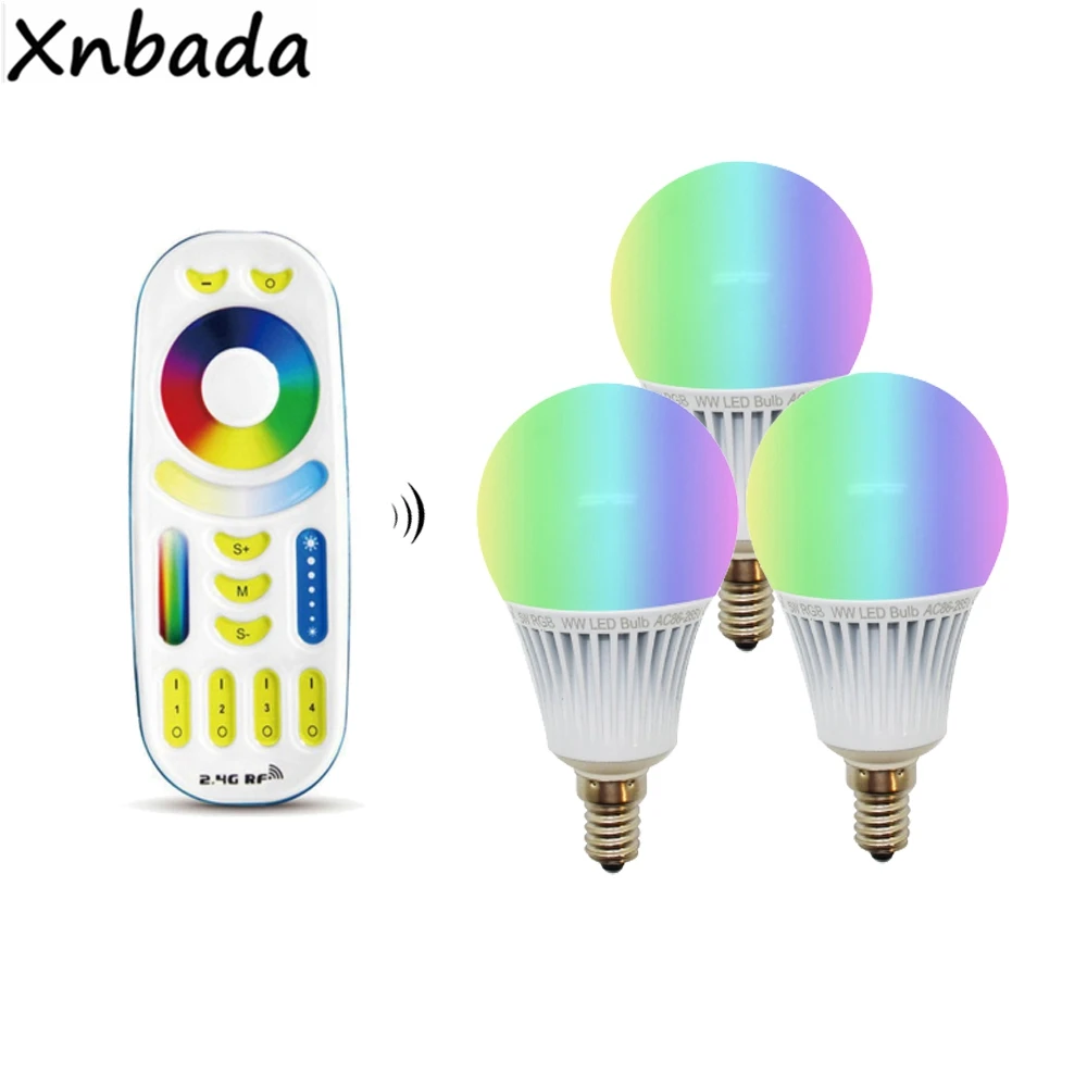 Milight Светодиодная лампа E14 5 Вт RGB+ CCT Светодиодная лампа AC85-265V, беспроводной WL-Box1 светодиодный контроллер, 2,4G беспроводной RGBWW RF пульт дистанционного управления