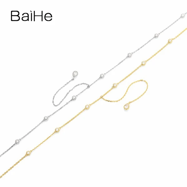 BAIHE Твердое 18 K желтое золото(AU750) сертифицировано H/SI-SI3 0.30ct натуральные бриллианты модные ювелирные изделия Подарочные ожерелья