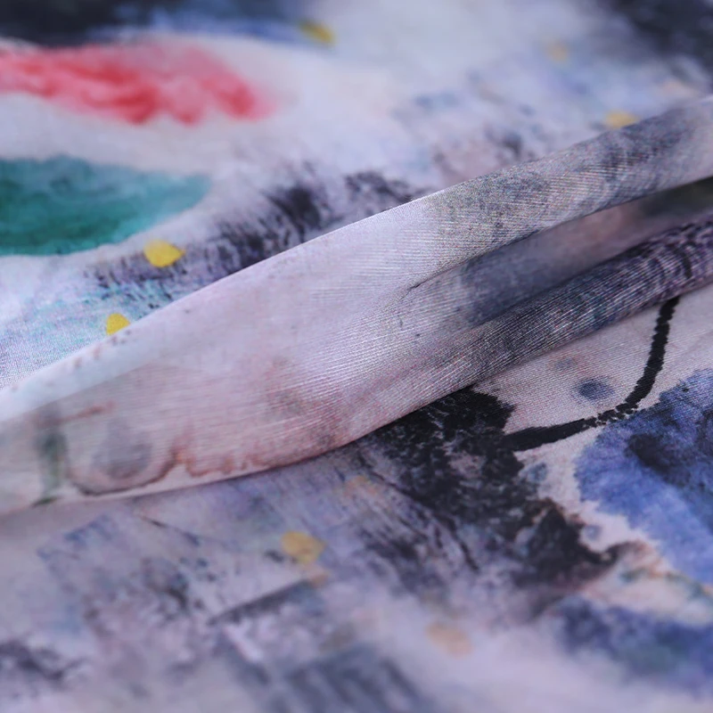 140cm digital printed silk linen fabric dress cheongsam chinese natural wholesale cloth | Дом и сад