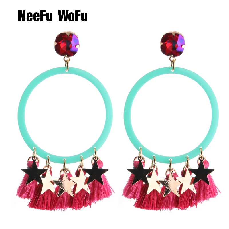 Женские серьги с большими звездами NeeFu WoFu большие стразы металлические ретро в