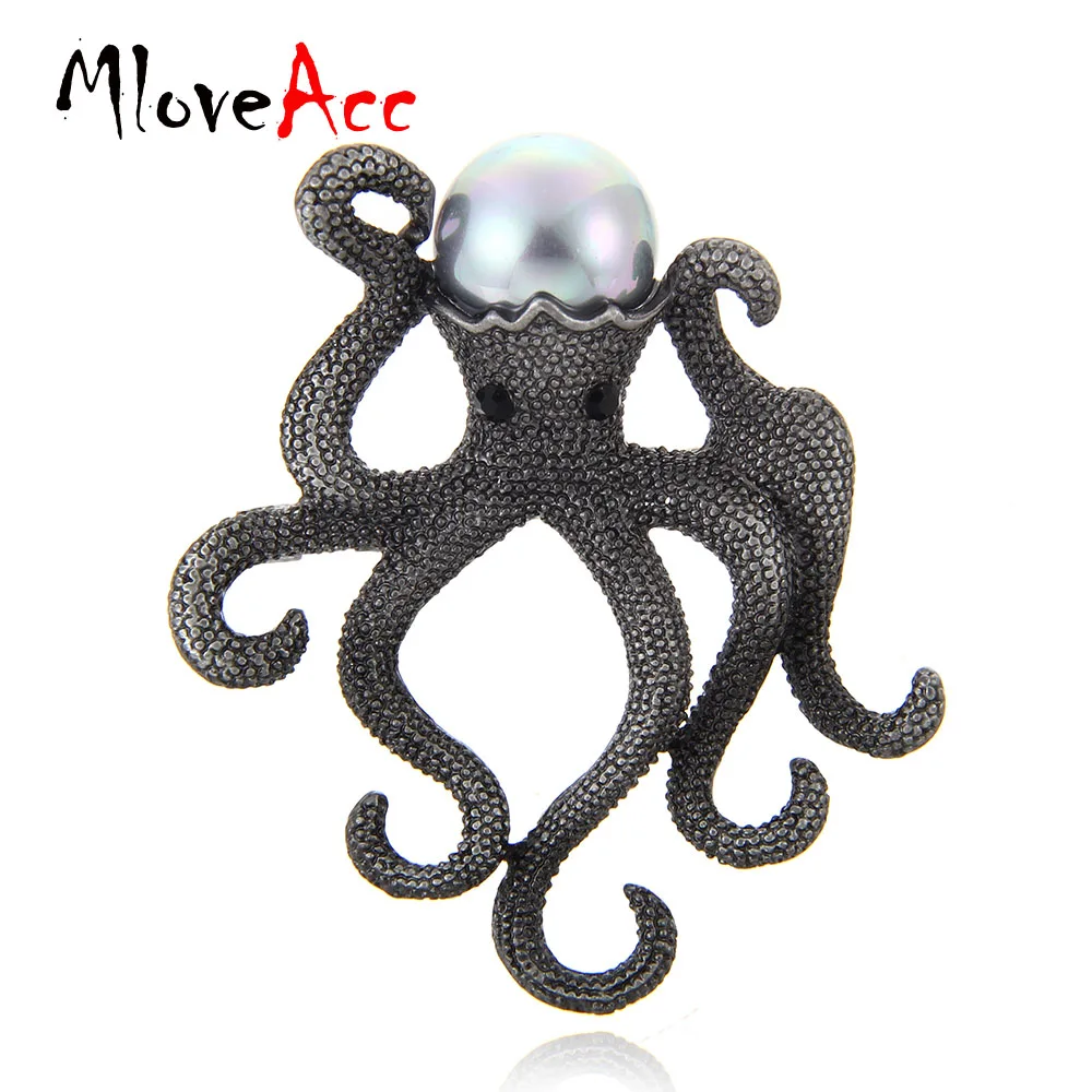 

Mloveacc Vintage Unique Octopus Brooches for Women Kids Retro Simulated Pearl Brooch Pins Ladies Fashion Scarf Jewelry Accessory