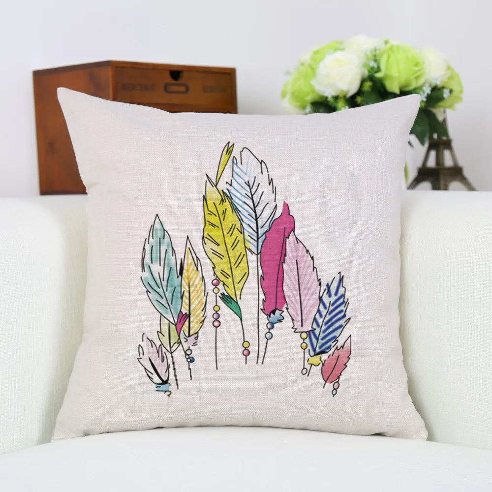 Indian Boho Pattern Feather Geometric Shapes Nordic Cushion Cover For Girls Room Decoration Accessories New | Дом и сад