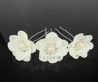 20pcs wedding bridal white flower crystal hair pin sp 636