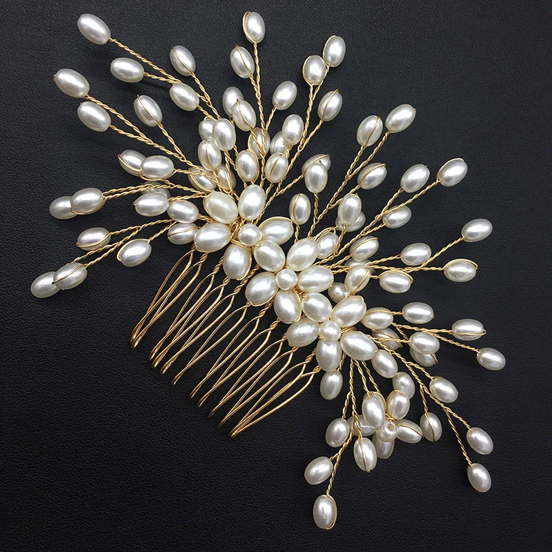 Good Quality Pearl Hair Comb Wedding Accessories Pins Clip Bridal Ornaments for Women Jewelry Tiara Set Stick Pin | Украшения и