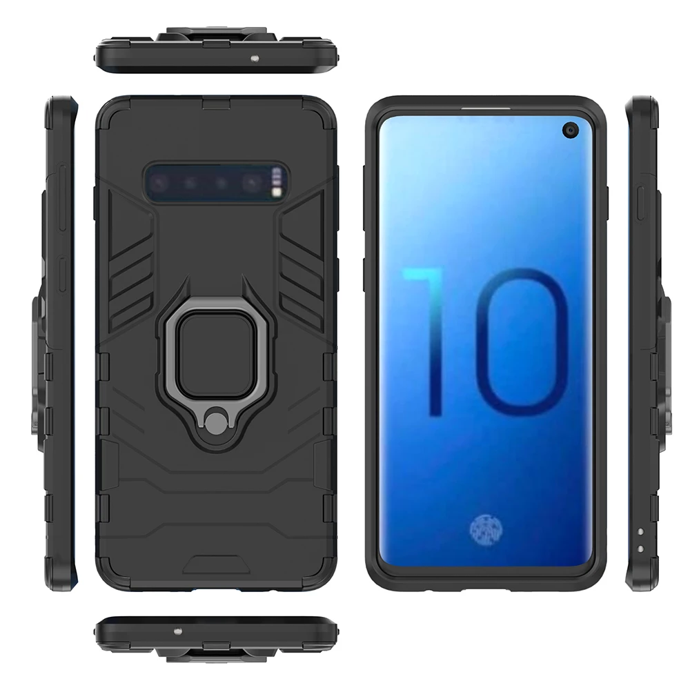 Luxury Shockproof Armor Case For Samsung S10 Plus Bracket Phone Cover S8 S9 Note 9 8 E S 10 | Мобильные телефоны и