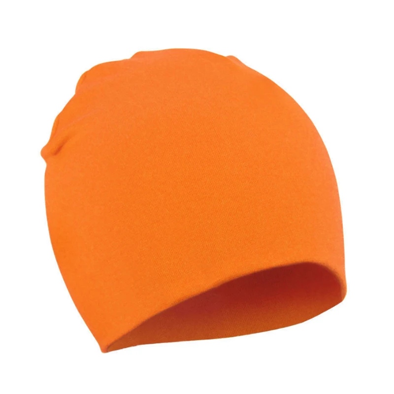 Orange Модные детские шапки унисекс; хлопковая Мягкая Милая Шапка; зимние теплые однотонные шапочки Skullies Beanies - Цвет: Orange