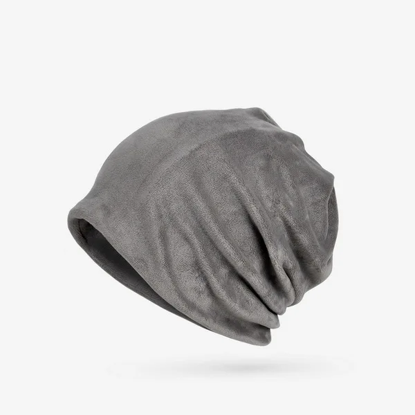 light grey NUZADA, зимняя шапка, одноцветная, унисекс, для мужчин и женщин, Skullies Beanies, шапка, Вязанная, двойные, многослойные шапочки, капот, две функции - Цвет: light grey