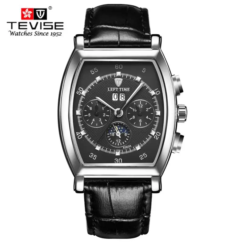 BK SR BK Мужские механические часы в форме бочки, роскошные модные спортивные наручные часы, водонепроницаемые мужские часы с кожаным ремешком, мужские часы - Цвет: BK SR BK