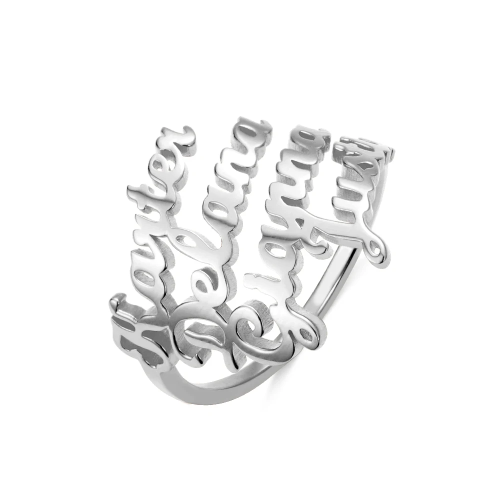 

AILIN Silver 925 Ring Women 4 Name Custom Rings Personalized Family Names Ring Mom Mother Daughter Birthday Jewelry Gifts 2020