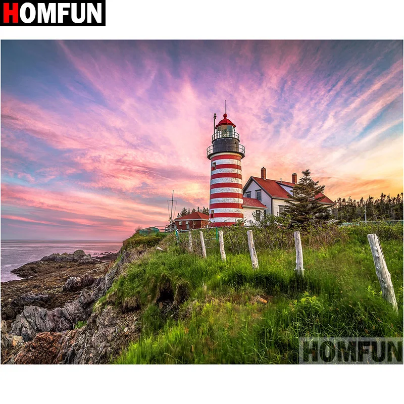 

HOMFUN Full Square/Round Drill 5D DIY Diamond Painting "High tower" Embroidery Cross Stitch 5D Home Decor Gift A15140
