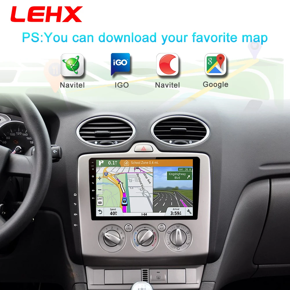 LEHX автомобильный Android 8,1 gps навигатор Автомобильный Радио Мультимедиа Видео плеер для ford focus 2 3 2006-2011 хэтчбек No 2 din dvd