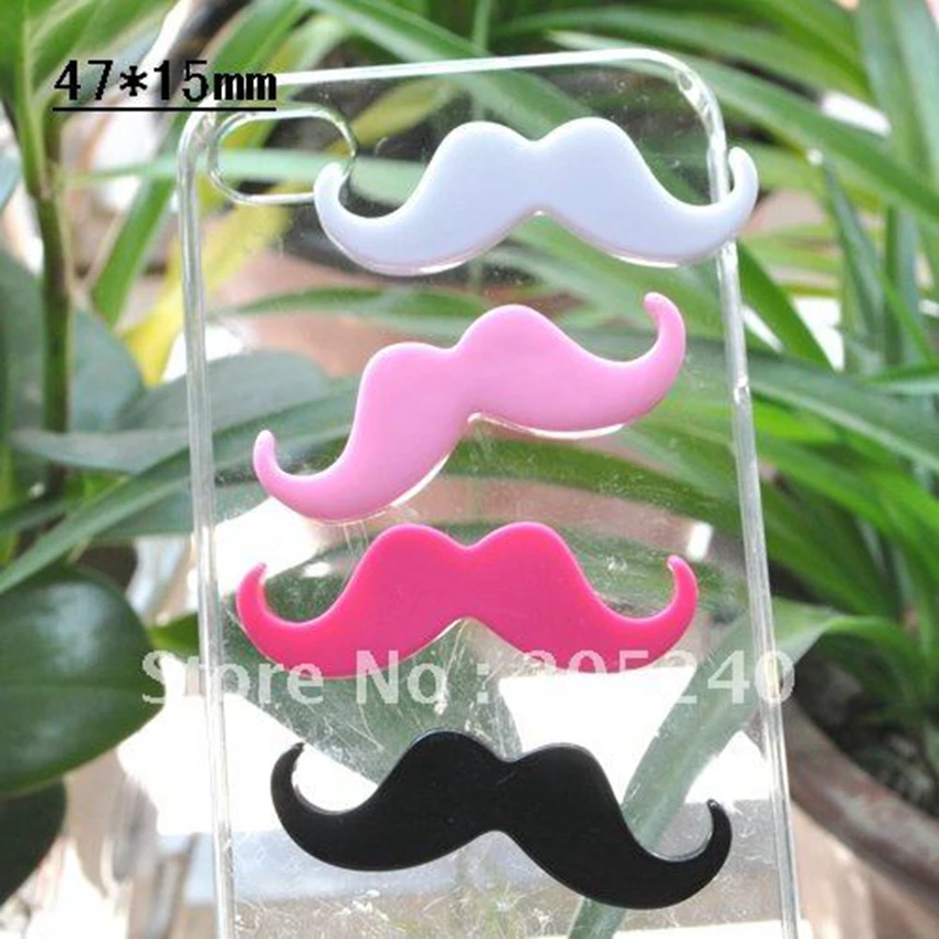 

20pcs Mixed 4colors,47*15mm Hot Sale For Diy Phone Decoration Cute Flat Back Resin Moustache