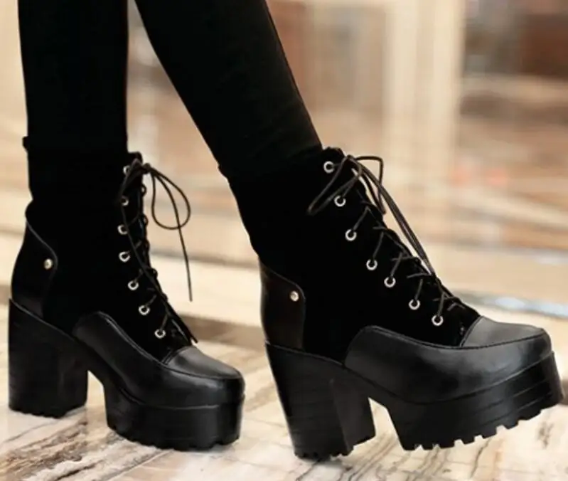 Женская обувь Chaussure женская Zapatos Mujer Sapato ботильоны на массивном высоком каблуке