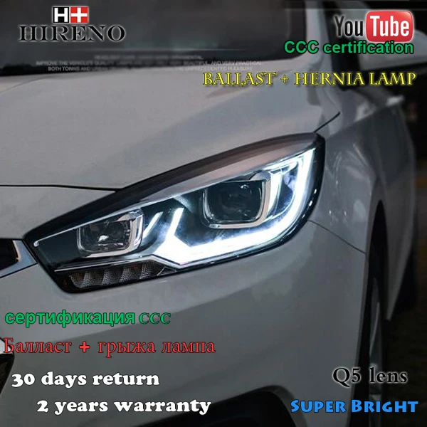Hireno налобный фонарь для 2015 2016 2017 Chevrolet Cruze в сборе светодиодный DRL ангельские линзы