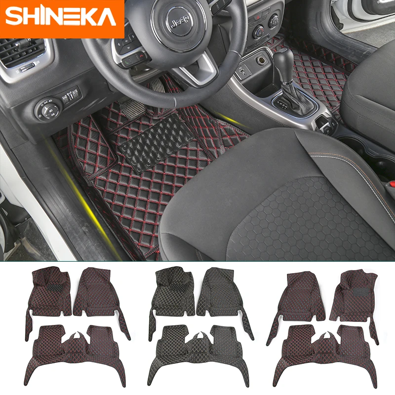 

SHINEKA Mats & Carpets For Jeep Compass 2017+ Car Interior Leather Foot Mats Decoration Kit Accessories For Jeep Compass 2017 Up