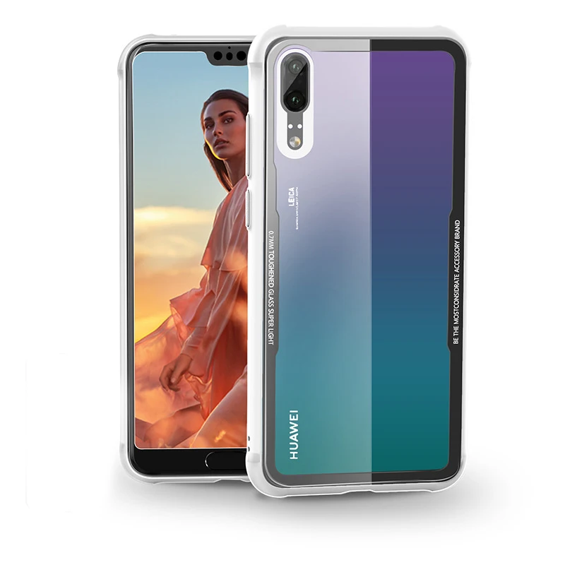 Роскошный закаленное стекло чехол для huawei P20 P20 Pro P 20 Lite