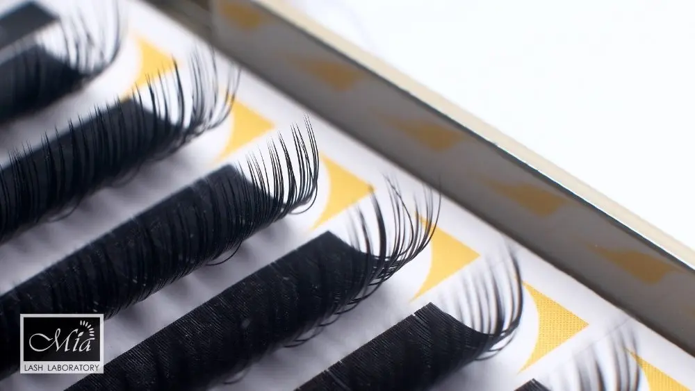 Ресницы для наращивания [3D 0 10 C/D] LENA 3D Black Pearl объемные супер черные ресницы