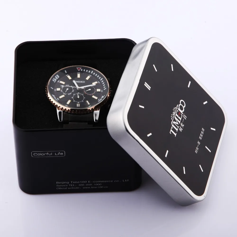TIME100 мужские часы Металлические Спортивные Часы Ремешок Из Нержавеющей Стали Три