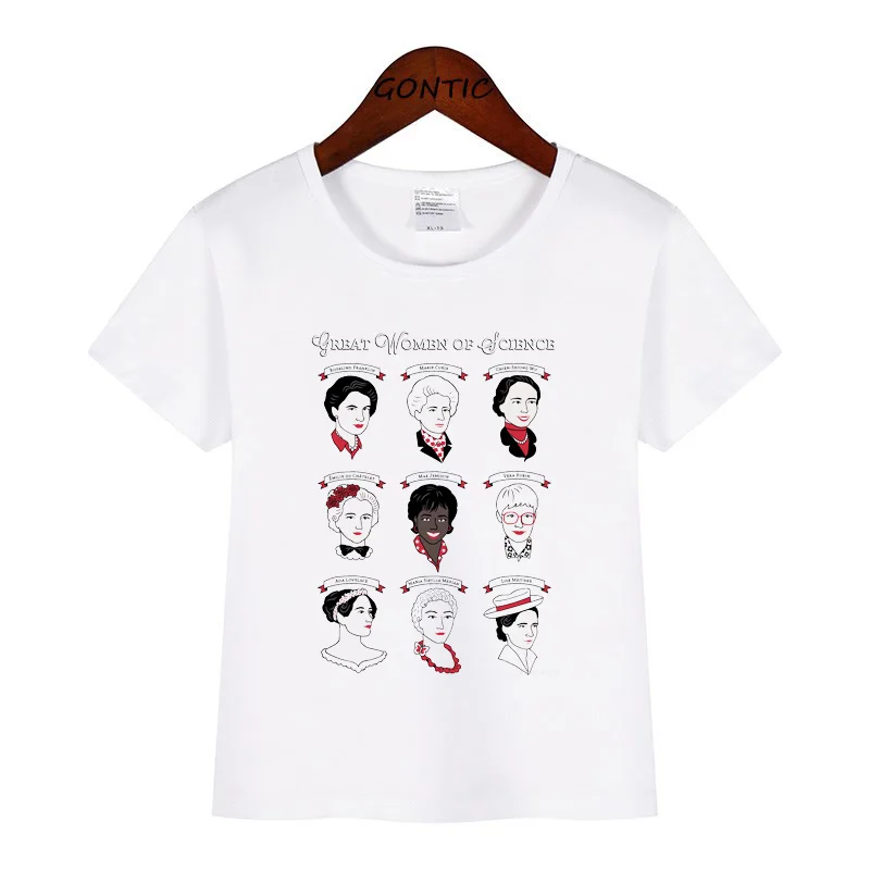 Summer Cartoon Great Minds Women of Science Boys Girls Tshirts Fashionable Short sleeve tees Cotton brief tops kids clothes | Детская