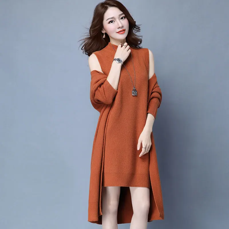 Осенне зимний комплект 2017 года Женская Вязаная Шаль юбка без рукавов свободный