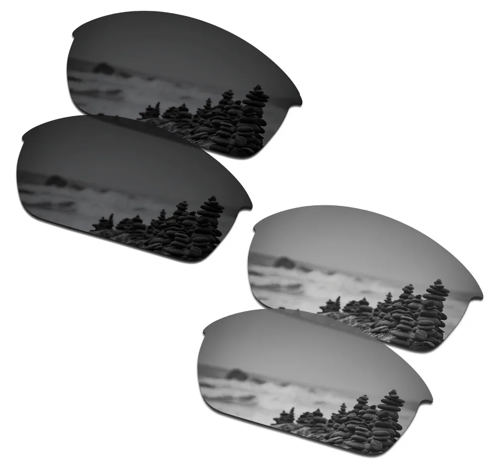 

SmartVLT 2 Pairs Polarized Sunglasses Replacement Lenses for Oakley Flak Jacket Stealth Black and Silver Titanium