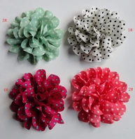 10pcs 12 0cm 4 75 small polka dotted satin fabric flowers appliques brooch corsage no clip hair flower for headbands