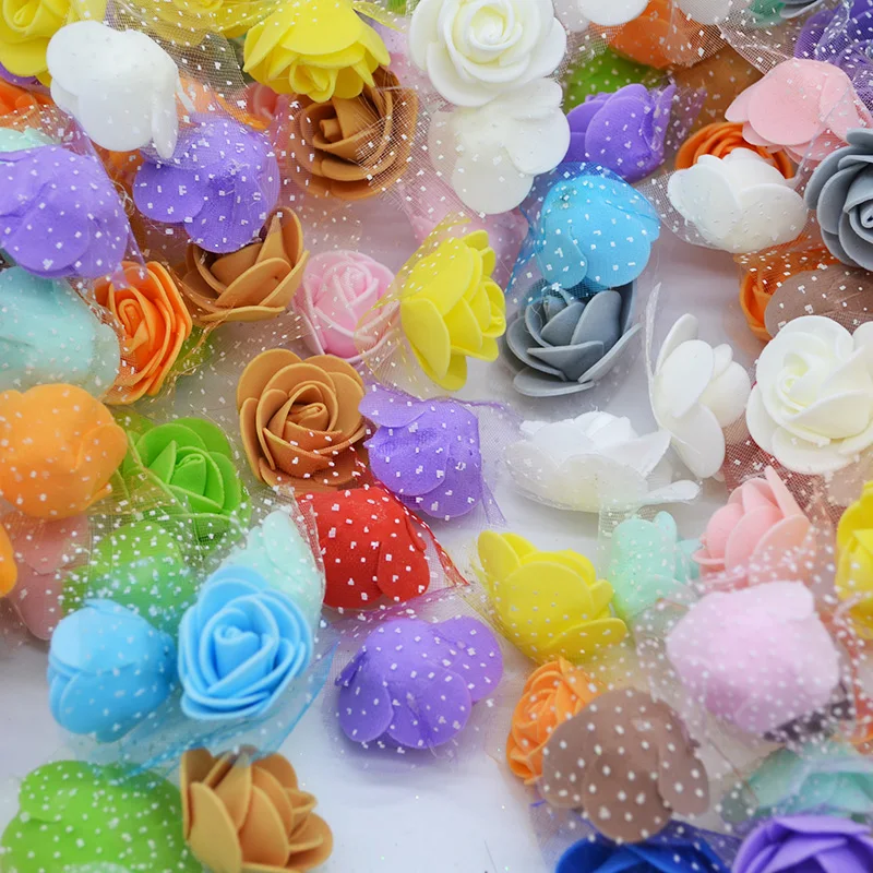 50 шт./лот 3 5 см PE Foam Rose многоразовая искусственная Цветочная головка ручной работы