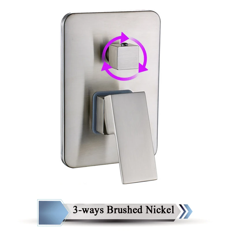 3-Way Brush Nickel A Латунный Смеситель для горячей и холодной ванны, настенный клапан управления водой, однорычажный душевой контроль, ручка, 5 цветов - Цвет: 3-Way Brush Nickel A