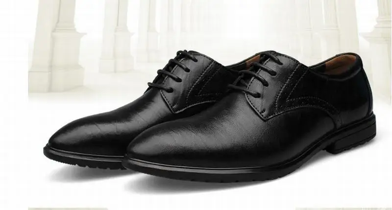 Мужские туфли из натуральной кожи классические на плоской подошве официальная