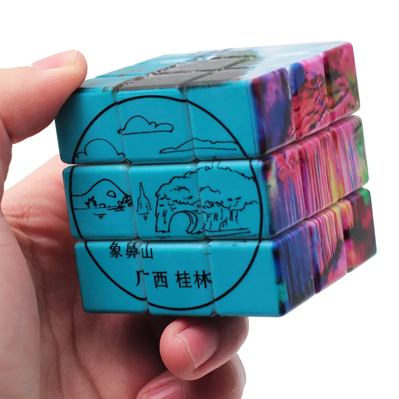 Пейзаж УФ-принт волшебный куб 3x3x3 на заказ скорость головоломка 56 см cubo magico для детей взрослых мальчиков девочек Подарки