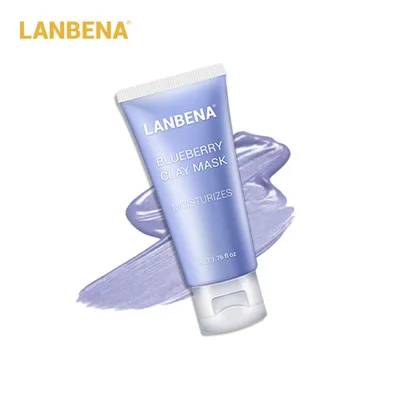 Blueberry mask mud LANBENA маска для лица из глины+ бамбуковый уголь+ черника+ бобы мунг+ розовая Глубокая очистка удаляет жир сужает поры Питательный Уход за кожей - Цвет: Blueberry mask mud