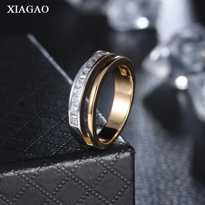 Женское кольцо с фианитом XIAGAO модное золотого цвета кристаллом Infinity для