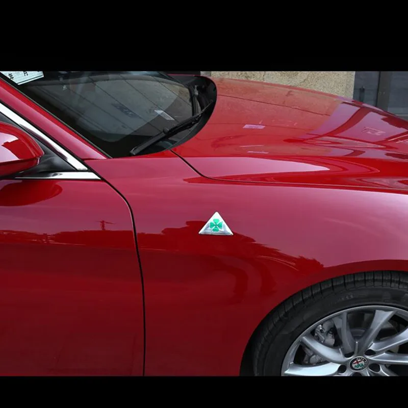 Наклейка на боковое крыло автомобиля 2 шт. для Альфа Ромео четырехлистник зеленая