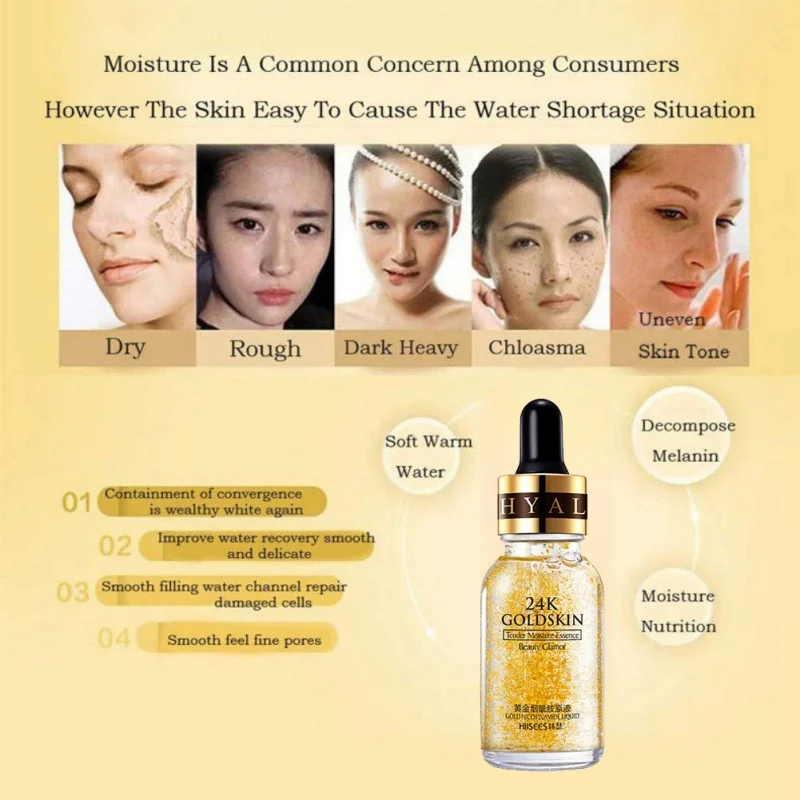 24k Gold Nicotinamide Stock Solution Moisturizing Control Oil Shrinking Pores Hydrating Essence Dropshipping | Красота и здоровье