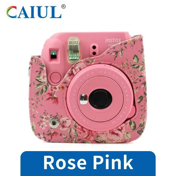 rose pink Fujifilm Instax mini чехол для камеры pu кожаный чехол с плечевым ремнем для Instax Mini 9 Mini 8 Mini 8+ мгновенная камера - Цвет: rose pink