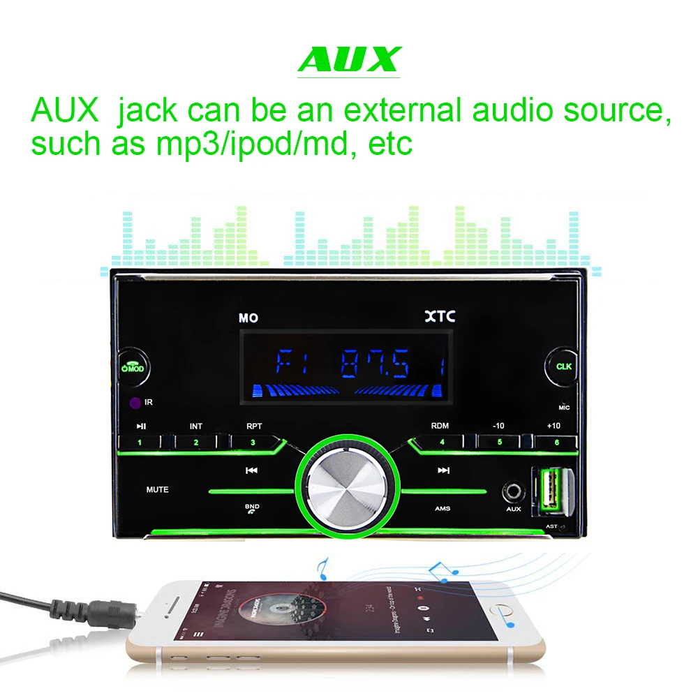 Автомагнитола Camecho 2 Din Bluetooth аудио Setero 12 В USB AUX Авторадио SD FM Mp3 мультимедийный