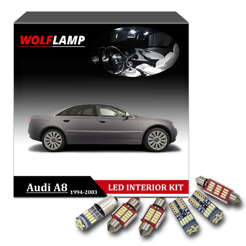 Wolflamp 21 шт. ледяной синий цвет автомобисветильник s для 1994-2003 Audi A8 S8 D2 светильник