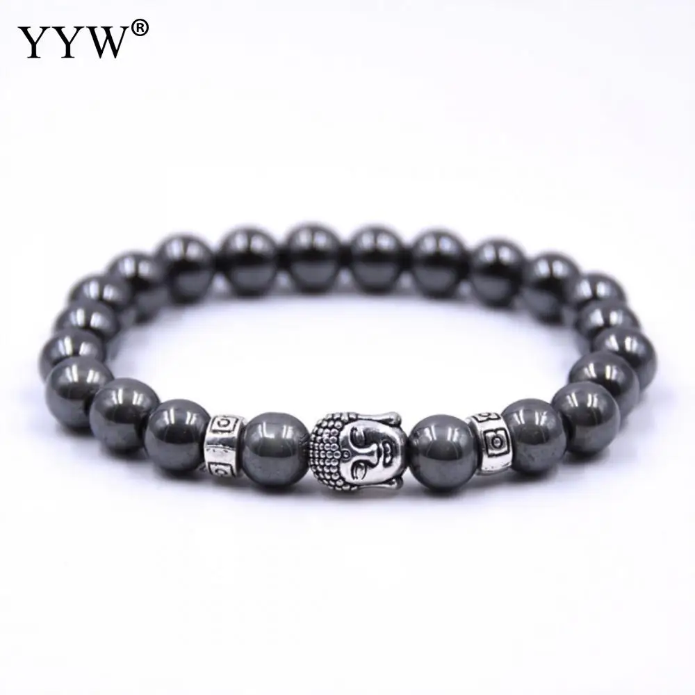 Модный черный магнитный гематитовый браслет унисекс мужской Фатима Будда Череп