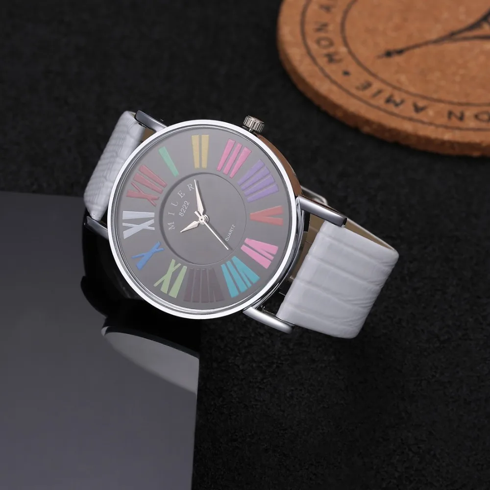 MILER многоцветные римские цифры часы женские кожаные модные reloj mujer|feminino|feminino relogio |