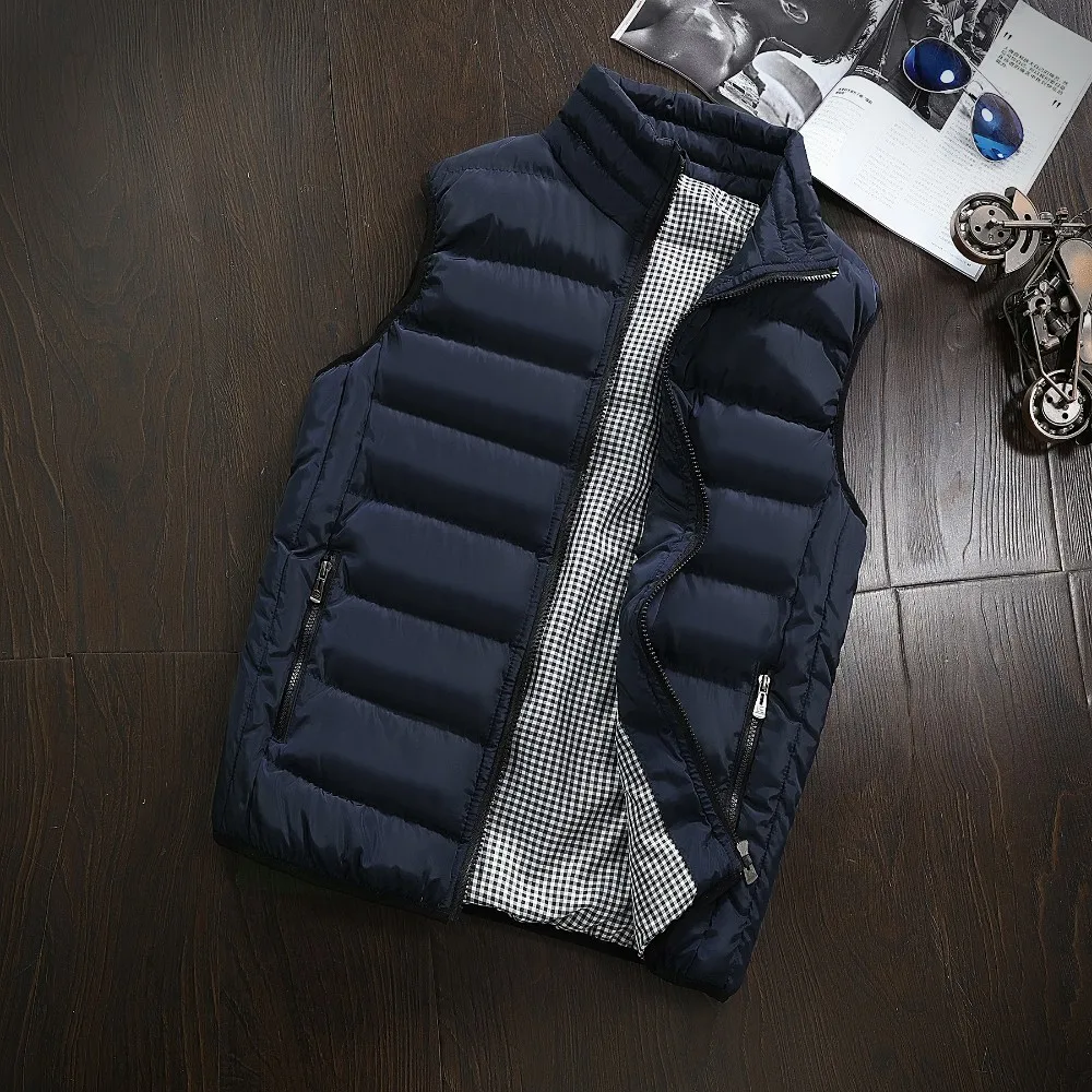 5XL повседневная мужская куртка, жилет без рукавов, Зимние Модные теплые пальто, тонкая брендовая одежда с хлопковой подкладкой, мужской жилет, Homme, Новинка