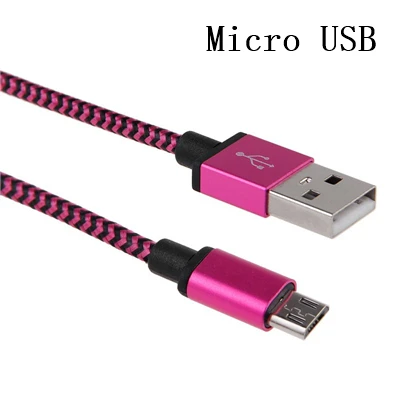 Плетеный кабель Micro usb из нейлонового сплава, короткий 0,2 м, 1 м, 2 м, длинный usb-кабель для зарядки android, для xiaomi, huawei, samsung - Цвет: Pink for android