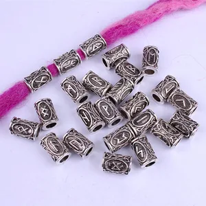 24 шт. Смешанные Серебряные косы для волос бороды дредлок бусины кольца Руна викингов узор дизайн для DIY аксессуары для укладки волос