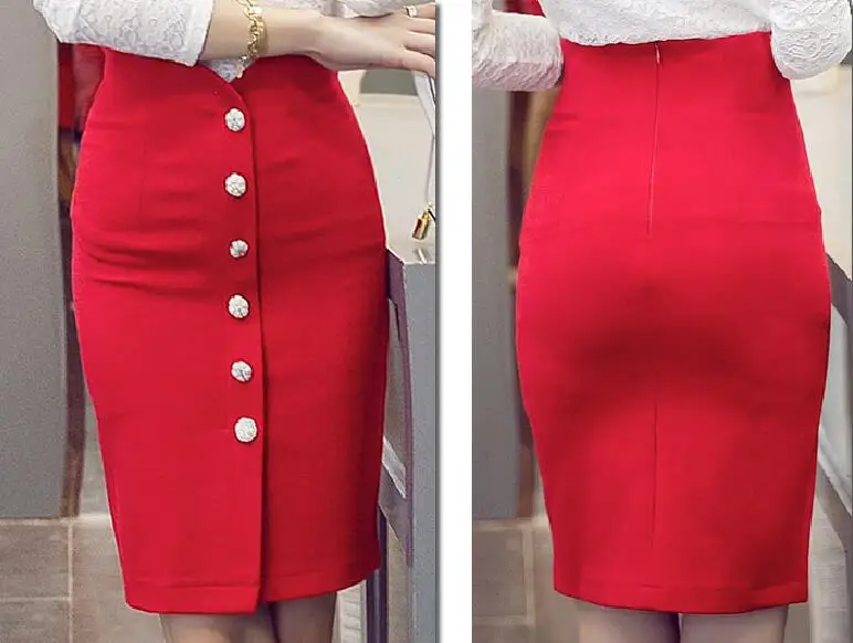 Женские офисные юбки модные до колена с высокой талией Женская облегающая