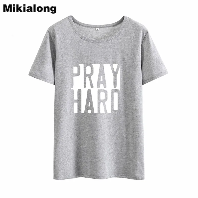 Mikialong Pray жесткая женская футболка в стиле Харадзюку 2018 свободная хлопковая