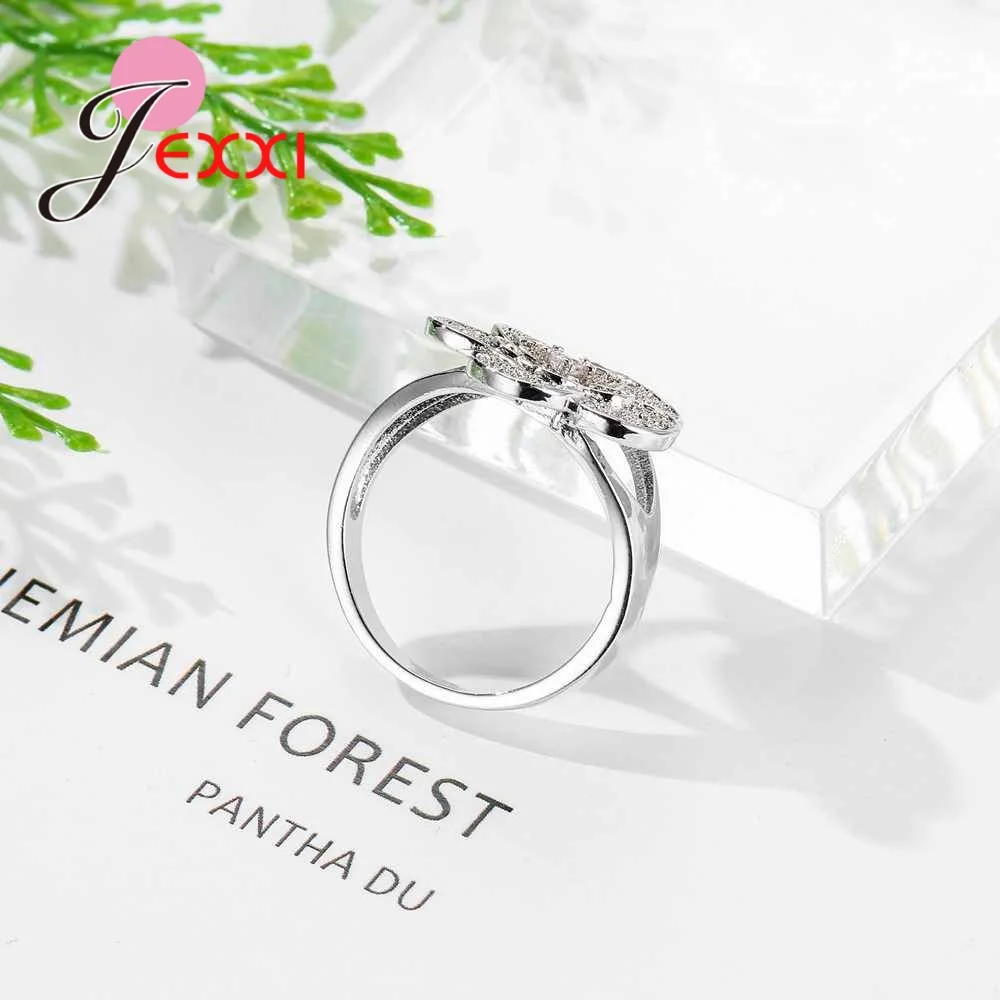 

Factory Price 925 Sterling Silver Rings With White Cubic Zirconia For Women Flower- Shape Best New Year Gift Size 6-10