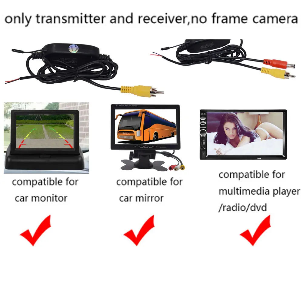 wireless kit for dvd Беспроводная камера ночного видения IR заднего вида, ЕС, рамка для номерного знака, Автомобильная камера заднего вида, водонепроницаемая камера заднего вида для монитора, gps - Название цвета: wireless kit for dvd